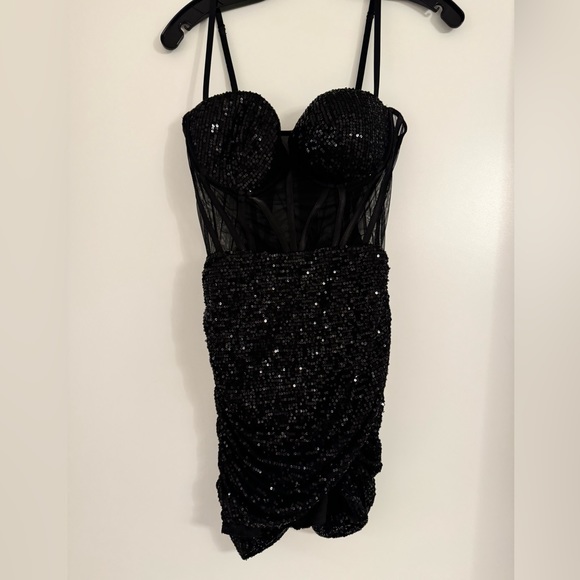 Fashion Nova - Petite Always & Forever Sequin Mini Dress - Black - Picture 2 of 3